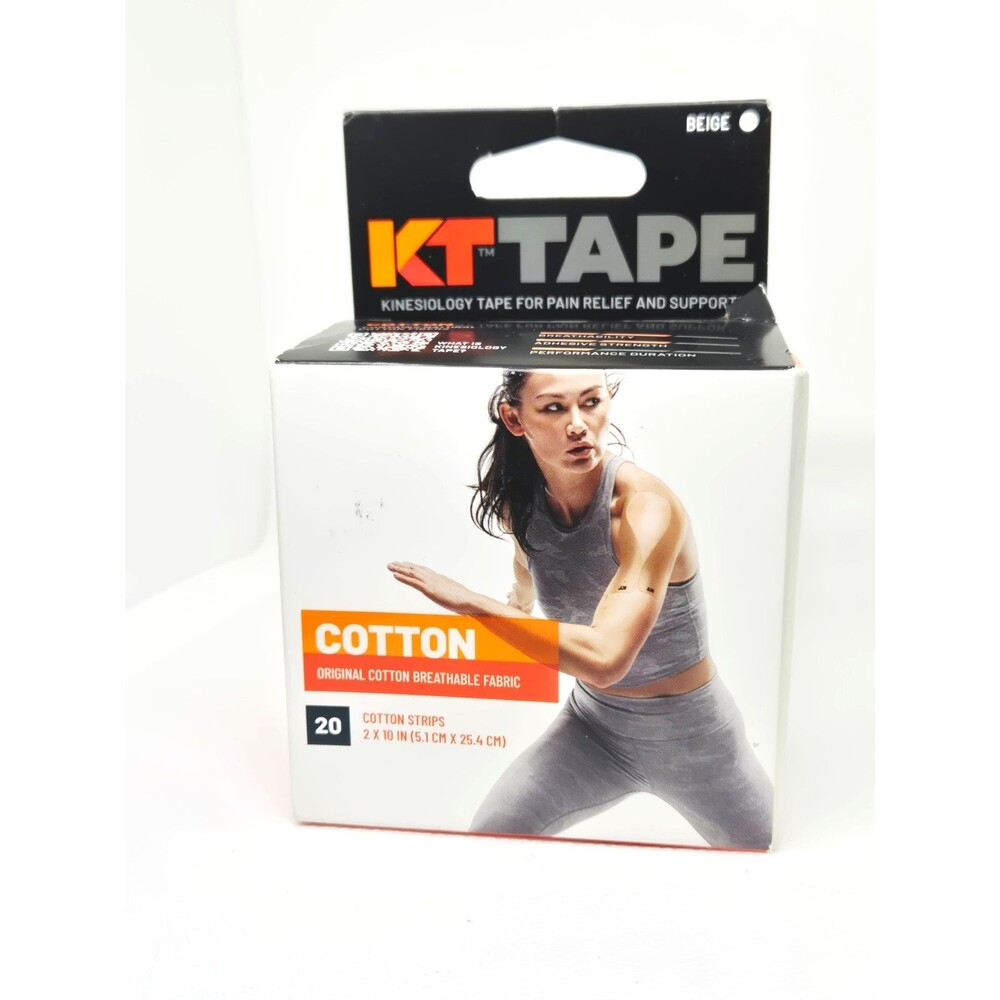 NIB KT Tape Kinesiology Original Cotton Breathable Fabric 20 Strips 2x10" Beige